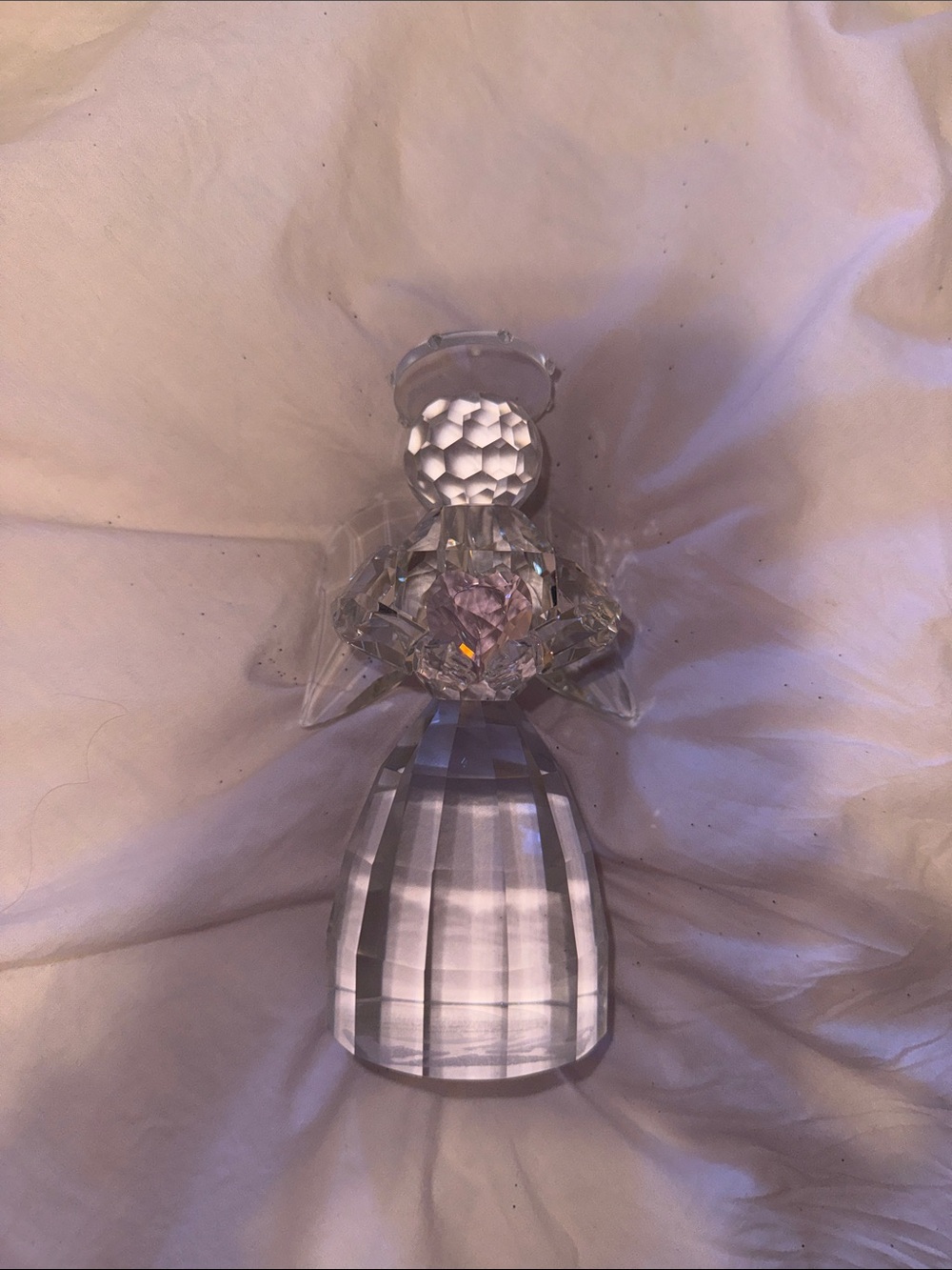 Crystal Angel Figurine in Clear with Pink Accent - Unknown Brand